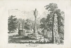 イラム教会-古代の十字架：リトグラフ、1849 作： Unbekannt