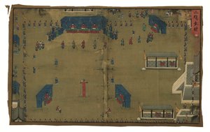 明の斉彬将軍に関する詔勅（絹に墨と彩色） 作： Unbekannter Künstler