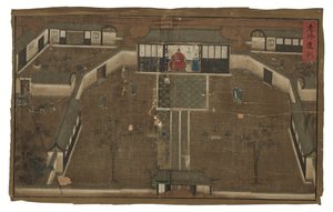 明の斉彬将軍に関する詔勅（絹に墨と彩色） 作： Unbekannter Künstler
