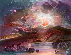 1902年4月、マルティニーク島のマウント・ペレ火山が噴火した。 作： Unbekannter Künstler