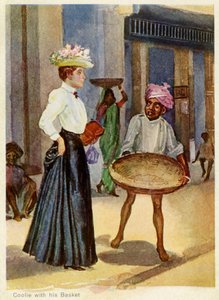 イギリス人女性の前に立つインド人使用人 作： Unbekannter Künstler