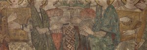 インテリア。北側の交差点。祭壇（Altar de las pinturas murales）。主礼拝堂のオリジナル。壁画（フレスコ画？）。詳細。14世紀末。 作： Unbekannt