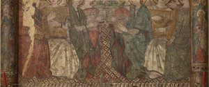 インテリア。北側の交差点。祭壇（Altar de las pinturas murales）。主礼拝堂のオリジナル。壁画（フレスコ画？）。詳細。14世紀末。 作： Unbekannt
