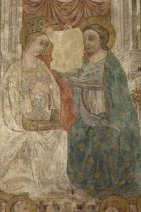 インテリア。北側の交差点。祭壇（Altar de las pinturas murales）。主礼拝堂のオリジナル。壁画（フレスコ画？）。詳細。14世紀末。 作： Unbekannt
