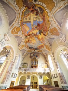 インテリア、ハンス・アンドレによる天井画、Servitenkirche、インスブルック、チロル、オーストリア、ヨーロッパ（写真） 作： Unbekannter Künstler