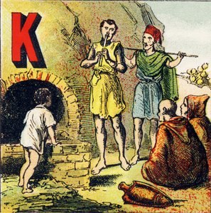 K：Kabylia。カビリアは、アフリカに位置する国です。それはKabylesによって居住されています - Alphabet geographiqueから抽出されたEngraving。Guerin-Muller et Cie, editeurs, Paris. 作： Unbekannt
