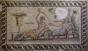 Kratos (Cratos) and Euphrosyne (Euthymia) - モザイク, Akratos and Euphrosyne, Zeugma Mosaic Museum, Gaziantep, 南東アナトリア地方, アナトリア, トルコ, アジア 作： Unbekannter Künstler