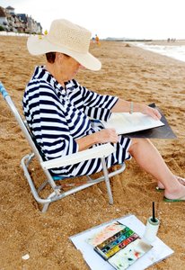 水彩画の女性画家 作： Unbekannt