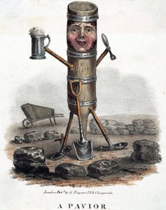 商売道具で構成されたフィギュア「舗装工」（1810～1860年頃 作： Unbekannt