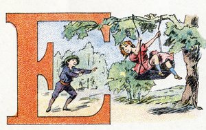 Letter E: Scarpolette.アルファベットのフォスファティンファリエス.エングレービング。薬剤師Pierre Emile FalieresによるBrevete alphabet S.G.D.G. .19世紀後半の色版画による挿絵。16ページ。寸法：103x154mm 作： Unbekannt