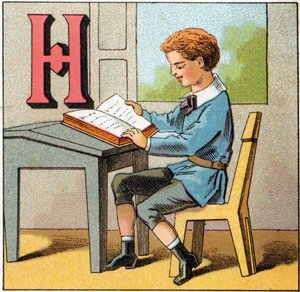 フランスの歴史としてのHの文字。Alphabet des petits ecoliers "に掲載された版画。エピナルの画像、1885年頃。プリヴェ・コレクション 作： Unbekannt