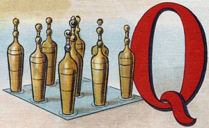 キールとしてのQの文字。Alphabet de ma petite fille "に描かれたもの。Bernardin-Bechet and Fils, bookseller-publishers, Paris, around 1895.キャンバス地にアンブレイカブル・アルバム。Bibliotheque des Bebes.12ページ。読書法とイラストのアベセダが入ったアルバム 作： Unbekannt