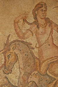 リビア、ジェイソン・マグヌスの別荘にあったニンフとサテュロスのローマ式モザイク画 作： Unbekannt