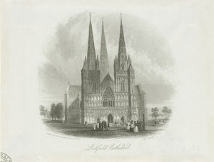 リッチフィールド大聖堂-西正面：鋼の彫刻、ND [c 1842]