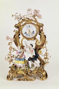 ルイ15世のオルモルーと磁器の時計、マイセンの人物像付き 作： Unbekannt