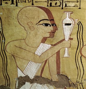 ルクソール テーベ: Deir el Medineh、職人のネクロポリス。 浄化を実践する司祭。 第19王朝の墓。 作： Leopold Blonder