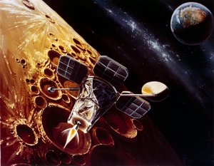 有人宇宙飛行、アメリカ、アポロ、ルナ・オービターの全体図 作： Unbekannt