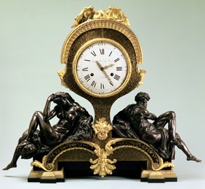 昼と夜の数字が描かれたマントルピース時計、ジャン・アンドレ・ルポーテ（1720-88）、パリ（金箔と緑青銅） 作： Unbekannt
