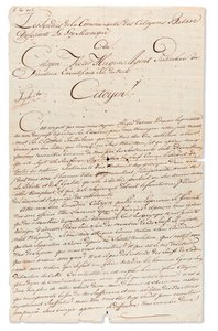 1798年9月8日、クラサオのウィンドワード諸島の事務局長のビクター・ヒューズ特別捜査官に宛てた「JbdCastro」と「DavidCohenHenriq」に署名された原稿の手紙（紙にインク） 作： Unbekannt