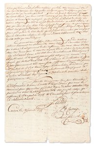 1798年9月8日、ウィンドワード諸島、キュラソーのエグゼクティブディレクトリのビクターヒューズ特別捜査官に宛てた「JbdCastro」と「DavidCohenHenriq」に署名された原稿の手紙（紙にインク） 作： Unbekannt