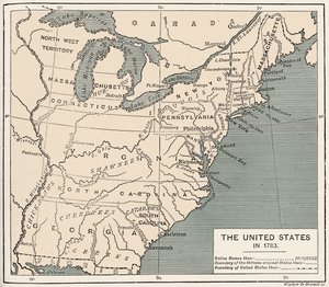 独立後のアメリカ合衆国の地図