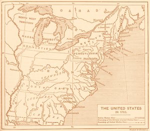 独立後のアメリカ合衆国の地図