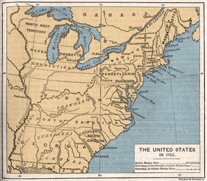独立後のアメリカ合衆国の地図