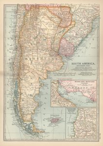 南アメリカ南部地図、1900年頃（エングレーヴィング） 作： Unbekannter Künstler