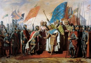 1188年1月21日、フランス王フィリップ2世とイングランド王ヘンリー2世のジゼルでの会談 作： Unbekannt