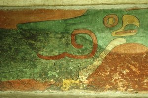 メキシコ、メキシコシティ、テオティワカン（紀元1世紀）、ジャガーの神殿、オウムのフレスコ画 作： Unbekannt