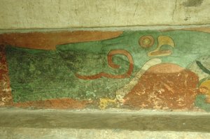 メキシコ、メキシコシティ、テオティワカン（紀元1世紀）、ジャガーの神殿、オウムのフレスコ画 作： Unbekannt