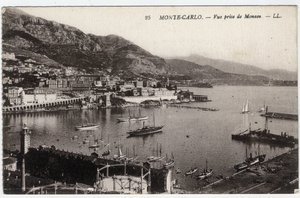 モンテカルロ（Monte-Carlo）。モナコから撮影された街の眺め - ポストカードエンド 19-20世紀 作： William M. Timlin