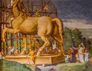 パラッツォ ドゥッカレ、王宮、サン ジョルジョ城、マントヴァ、ロンバルディア州、イタリア、ヨーロッパの壁画 (写真) 作： Unbekannter Künstler