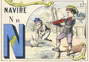 N: 船 - ゲーム・アルファベット, 1890年頃 (イラスト)