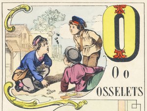 O : osselets - ゲーム アルファベット 1890年頃（イラスト 作： Unbekannt