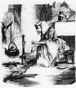 彼女の煙突でポーションを沸騰させる大きな歯を持つ古い魔女 作： Unbekannt
