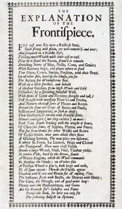 1697年にロンドンで出版されたジョン・ウォーリッジ（1669-1698年活躍）の「Systema agriculturae: the mystery of humourry discovered」の第4版のタイトルページと詩による説明。 作： Unbekannt