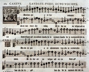 Thomas Luis de Victoria による 8 声の Laudate Pueri Psalm の楽譜のページ