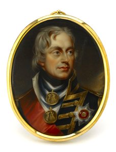 ホレイショ・ネルソン副提督（1758-1805）を描いた細密画。19世紀初頭、ヘンリー・ピアース・ボーン（1779-1855）の肖像。