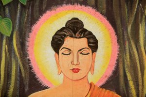 釈迦牟尼仏の生涯を描いた絵画。ワット・ナクサイ。ビエンチャン。ラオス／ナクサイ。ビエンチャン。Laos, 20151106, Vientiane, Laos