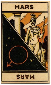 超常現象。 占星術。 火星（惑星）。 占星術カード: Le Tarot Astrologique (Astrological Tarot)、Georges Muchery、フランス 作： Unbekannter Künstler