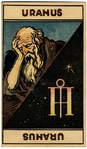 超常現象。 占星術。 天王星（惑星）。 占星術カード: Le Tarot Astrologique (Astrological Tarot)、Georges Muchery、フランス 作： Unbekannter Künstler