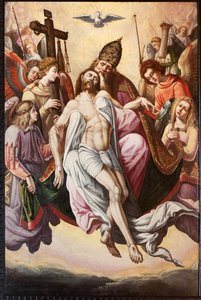 教区教会 (Parochial kerk Sint-Dionysius van Lede)。 インテリア。 合唱団。 絵画。 予測。 作： Unbekannter Künstler
