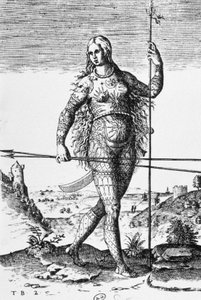 武器を持っている刺青の女性