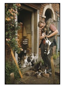 猫に囲まれた風変わりな英国人、ジョージ・シールの肖像 作： Unbekannter Künstler