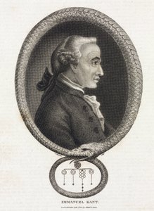 哲学者イマニュエル・カント（1724-1804）の肖像（自分の尾を噛む蛇のフレームの中で 作： Unbekannt
