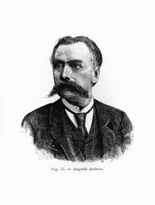 イタリアの哲学者・教育者アンドレア・アンギューリ（1837-1890）の肖像（エングレービング 作： J.B. and Brown J. Rowbotham