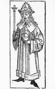 ドイツ王であり、1346年から1378年までボヘミア王（シャルルとして）、1355年から1378年まで神聖ローマ皇帝であったルクセンブルクのシャルル4世（1316年から1378年）の肖像、木版画 作： William M. Timlin