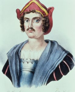 ドルフィーノによるクリストファー・コロンブス（1441-1506）の肖像（リトグラフ） 作： Unbekannter Künstler