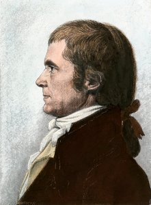 ジョン・マーシャル（1755-1835）の肖像 アメリカの弁護士、政治家、合衆国最高裁判所長官。シャルル・フェヴレ・ド・サン・メマン（1770-1852）の絵画をもとにした19世紀のリトグラフ。 作： Unbekannter Künstler